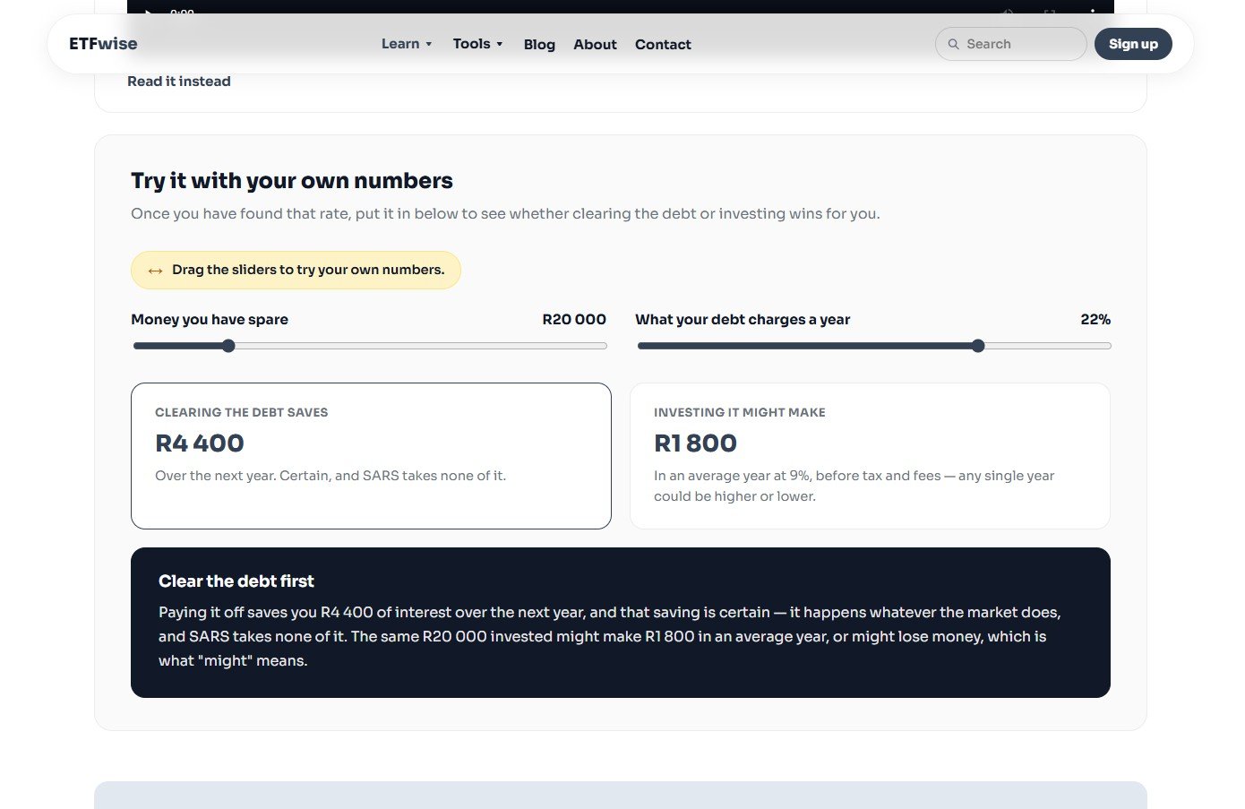ETFwise: Responsive sliders