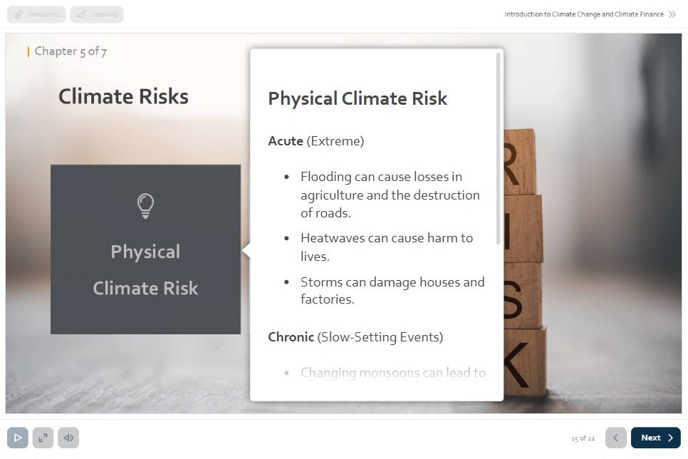 Green Finance Course: Climate risks